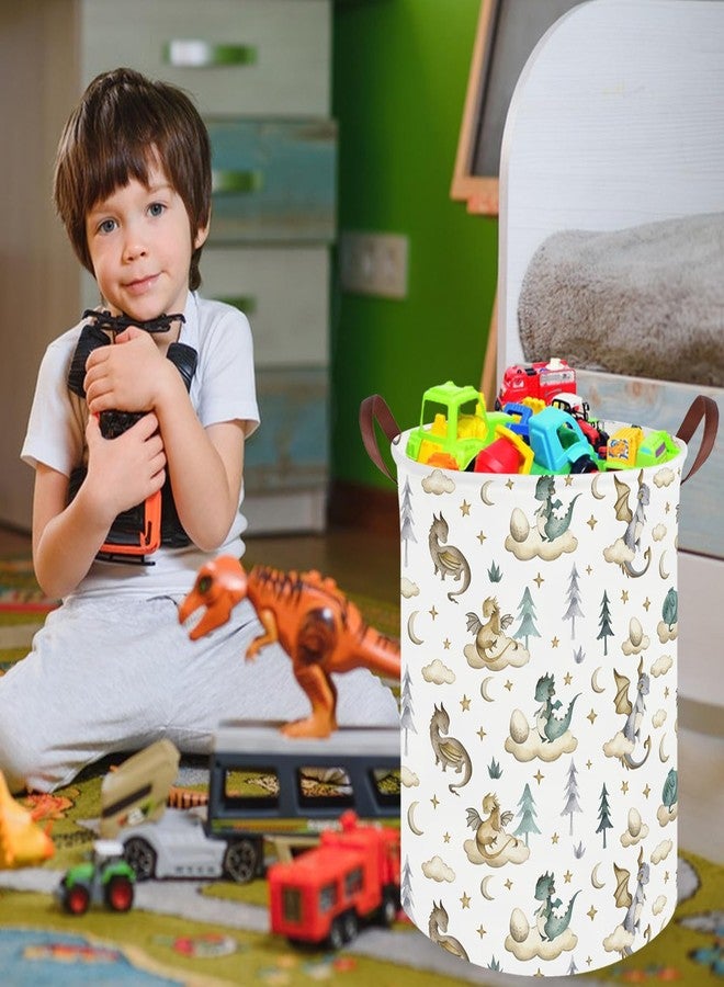 FXOCSHE Dinosaur hamper,Dinosaur Collapsible Kid Room Basket,Cloud moon star dragon egg laundry hamper for kids,Nursery hamper,party gift basket,Shelf Book Basket(Cute dinosaurs) - Image 4